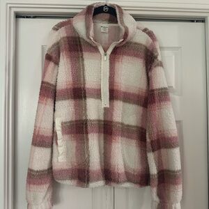 No Boundaries Plaid Sherpa Quarter-Zip Pullover